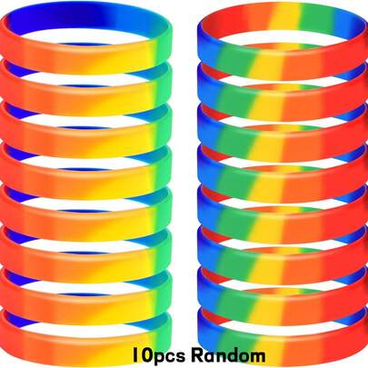 10 chiếc vòng đeo tay tự hào đồng tính nam, đồng tính nữ, cầu vồng, bằng silicon, chất liệu cao su, dùng cho thể thao.