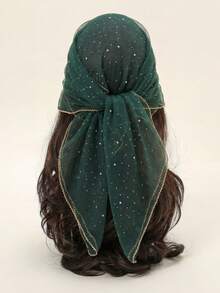 1pc New Fashionable Embroidered Scarf, Popular Daily Wear Accessory For Women,Beach,Holiday - Dark Green - View 3