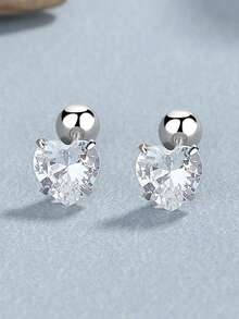 1 PC 925 Sterling Silver Heart Zirconia Screw Belly Button Ring For Women, Minimalist And Stylish Available In Multiple Sizes, Suitable For Daily Wear - Single - View 4