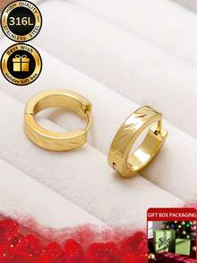 Two Pieces Set Of Personalized Willow Leaf Pattern Earrings+Thoughtful Ear Protection And Ear Care Needles, Suitable For Wearing New Ear Holes And Various Occasions And Festivals Such As Parties, Anniversaries, Birthdays, Etc., Equipped With High-Quality And Exquisite Gift Boxes - Gold - View 4