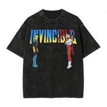 Invincible Erhero Omni Man Washed T Shirts Streetwear Hip Hop Vintage T-Shirts Tees Tops For Men Women Harajuku Printedsummer Outfits For Womengraphic Tees - 黑色 6 - 查看 1