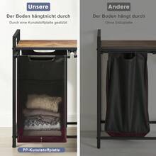 Wäschekorb, Wäschesammler mit Ablage, Wäschebox, Wäschesack aus Oxford-Gewebe abnehmbar, Metallrahmen, 92L Schwarz - Schwarz/2 Fächer - Übersicht 7