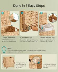 34.3 Gal. Laundry Hamper, 2-Section Handwoven Water Hyacinth Wicker Laundry Basket With Lid, Removable Liners, Natural - Yellow - View 7