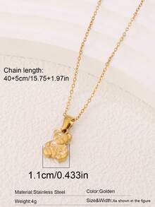 1件装不锈钢可爱小熊吊坠项链，女士时尚ins风18K镀金锁骨链项链首饰 - 項鍊 - 查看 23