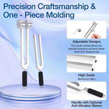 Tuning Forks – Weighted 128Hz 136.1Hz 256Hz 384Hz With Activator, Crystal & Leather Pouch – Tools For Sound Support - Silver - View 2