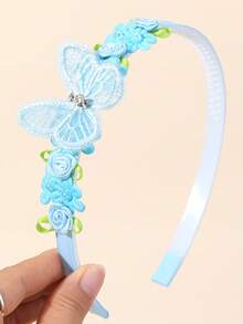 2 buc/set bentițe cu fluturi pentru fete, bentițe decorative cu flori de trandafir și plasă cu fluturi, accesorii de păr pentru adolescente, potrivite pentru purtare zilnică, bentițe drăguțe cu fluturi - Multicolor - Vizualizare 3