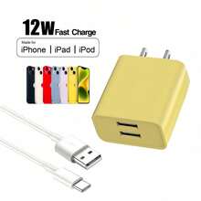 12W 新款 Macron 多彩双 USB 快速充电器，兼容 16 Pro Max/16 Pro/16 Plus/16、15 Pro Max/15 Pro/15 Plus/15、14/13/12/11/XS/XR/8/7/6 等设备，适用于家庭、办公室和旅行。 - 查看 8