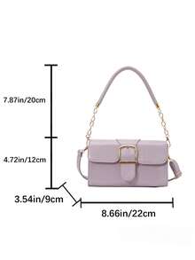 新款真皮搭扣小方包，女士时尚简约单肩斜挎包，锁扣腋下包，百搭优雅女士手提包 - 紫丁香色 - 查看 13