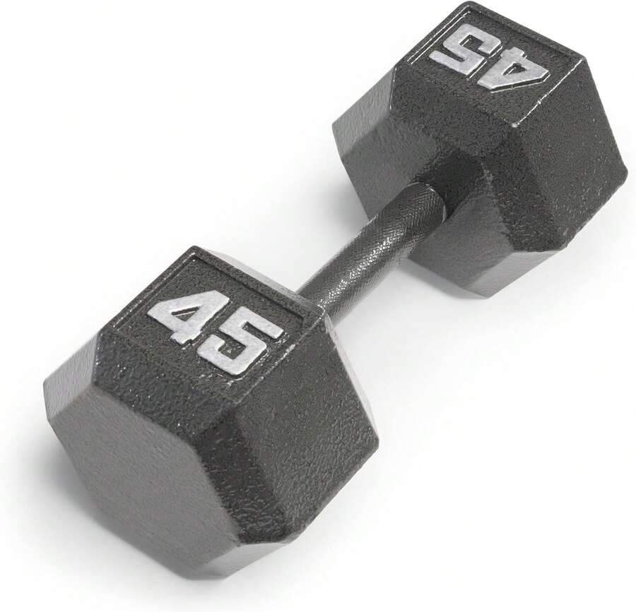 Durable Cast Iron Hex Dumbbell For Home Gym Strength Training Anti Roll Design Sold Individually - 45lbs - View 1