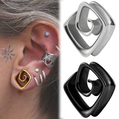 2件套螺旋简约马鞍形耳扩耳钉耳垂拉伸耳廓耳扩耳洞穿刺饰品女士