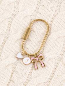 Elegant Bow Letter Keychain, Heart-Shaped Accessory, A-Z Letters, Bow Handbag Charm, Shiny Metal Keychain, Personalized Bag Charm, Handbag Backpack Pendant Decoration, Car Keychain Decoration, Suitable For Girlfriend, Family, Bridesmaid, Teacher, Etc. Gifts, Fashionista Must-Have, Perfect Birthday, Holiday, Wedding, Mother's Day, Easter, Etc. Gifts - Multicolor - View 8