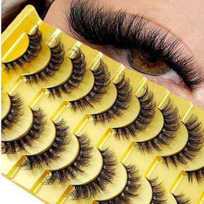 10 Pairs 5D Mink Eyelashes, Criss-Cross Thick & Natural Looking