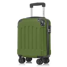 YONSLY 16 Inch Suitcase With Detachable Wheels 360° Combination Lock Double Zipper Soft Rubber Handle Trolley Travel Suitcase For Vacation - 橄欖綠 - 查看 10