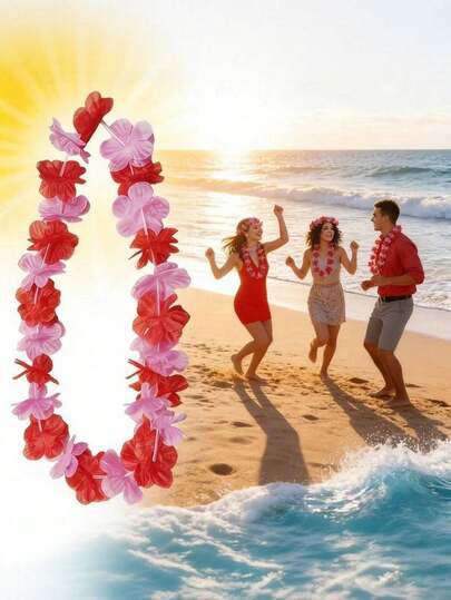 Bộ 10/5 vòng hoa đeo cổ kiểu Hawaii, vòng hoa polyester màu đỏ và hồng, quà tặng cho tiệc cưới, quà tặng theo chủ đề nhiệt đới Hawaii, băng đô cài tóc, trang trí tiệc cưới, tiệc sinh nhật trên bãi biển, trang trí tiệc Hawaii, trang trí tiệc cưới, tiệc sinh nhật trên bãi biển, băng đô hoa.
