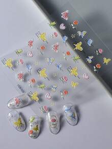 1 pieza Pegatina de arte de uñas con mariposa colorida, calcomanía de manicura adhesiva - Multicolor - Ver 3