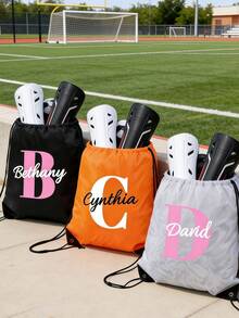 1/3/5 peças Saco de Presente com Cordão Personalizado com Inicial e Nome, Saco de Presente de Náilon Impermeável Personalizado, Bolsa com Cordão Reutilizável de Alta Qualidade com Cantos Reforçados, Múltiplas Cores Disponíveis, Perfeito para Páscoa, Dia das Mães, Dia dos Pais, Temporada de Formatura, Aniversário, Casamento, Chá de Panela, Ideal para Embrulho de Presente, Lembrancinhas de Festa, Embalagem de Presente e Sacolas de Presente para Feriados - Multicolorido - Visão 6
