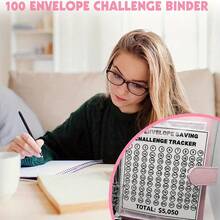 Sổ tay thử thách 100 phong bì - Cách dễ dàng và thú vị để tiết kiệm 5.050 đô la - Sổ tay thử thách tiết kiệm tiền - Sổ tay ngân sách kèm sổ ghi chép tiền mặt - 25 trang bên trong (mẫu trang bên trong trống ngẫu nhiên) và 1 trang kỹ thuật số - Đồ dùng học tập, Chuẩn bị năm học mới, Sổ tay. - nhiều màu - Xem 2