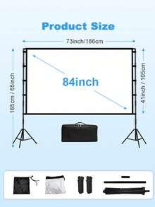 GAINVANE Màn chiếu ngoài trời kèm chân đế, màn hình phim di động 84/100/120 inch - Màn chiếu gấp gọn 16:9 4K HD chống nhăn kèm túi đựng tiện lợi cho các buổi xem phim, cắm trại và tiệc tùng, hỗ trợ chiếu hai mặt. - Xem 12