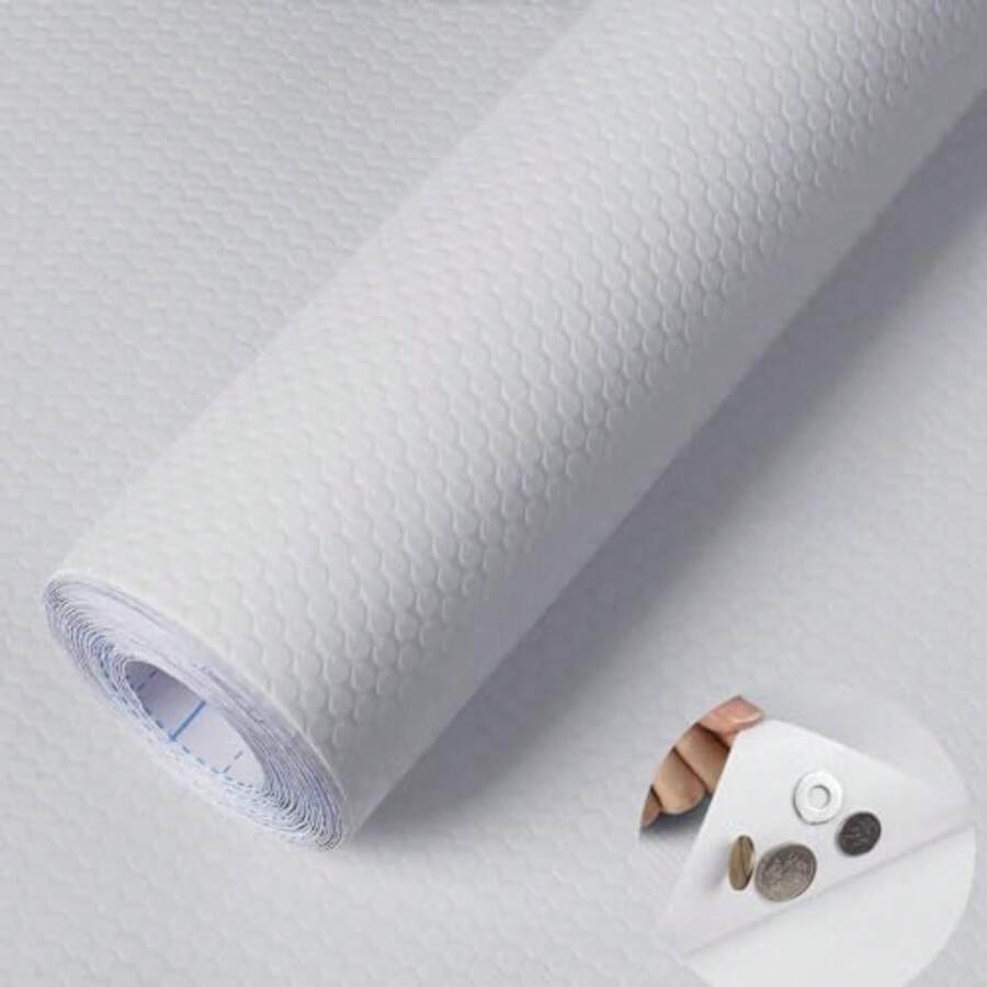 Adhesive Shelf Liner 11.8 X 59 Inches Peel And Stick Kitchen Liner For Cabi Drawers Removable Protector Mat Proof Contact Covering For Dresser Pantry Countertops Shelves E - 黏白 - 查看 1