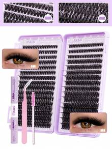 Bộ nối mi 640 sợi D-Curl 60D-80D, tự làm mi giả, mi giả từng sợi, 20-30-40-50-60D, bộ mi giả, bao gồm keo và chất làm kín, nhíp, cọ, dụng cụ trang điểm, mi giả mềm mại đan chéo hàng ngày, bộ nối mi 3D tiện lợi tại nhà, dụng cụ trang điểm, mi giả. - Màu tím hoa cà - Xem 1