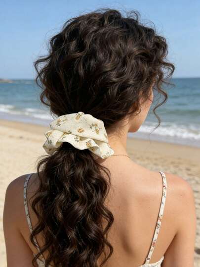 1pc Versatile Fresh Cute Floral & Polka Dot Hair Scrunchie, Suitable For Spring/Summer Ponytail Holders Hair Elastics Hair Rubber Bands Hair Rope Elastic Hair Tie