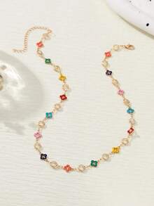 1pc Bohemian Style Colorful Flower Chain Necklace For Men, Summer Vibe Valentines,Mom,Mother,Mother's Day,Gift - Colorful - View 2