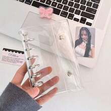 Carpeta de anillas transparente portátil A7 con diseño de doble hebilla, puede almacenar fotos hermosas. Se puede usar para exhibir colecciones de pegatinas, aplicable a libros de pegatinas, cuadernos, artículos de oficina, útiles escolares y útiles de regreso a la escuela. - multicolor - Ver 9
