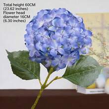 1 pezzo Fiore artificiale di ortensia, decorazione per la casa con stelo finto, adatto per decorare la scrivania, matrimoni, festa di nascità, feste di compleanno, profumo da sposa e centrotavola - Blu - Visualizzare 8