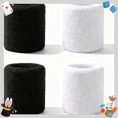 2 Pairs Sports Wrist Sweatbands  Elastic Tennis Wrist Sweatbands For Men  Women, Absorbent Sweat Wristbands, Wrists Bands Fit Basketball, Football, Gym, Running Working Out(Black White)
