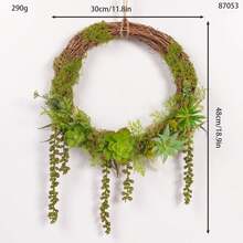 1pc Spring/Summer Rustic Faux Succulent Wreath With Welcome Sign, Farmhouse Home Front Door Wall Garden Decor - Wreath - View 11