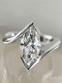 1 chiếc nhẫn nữ thanh lịch đính đá Cubic Zirconia, thích hợp làm quà tặng đám cưới, lễ đính hôn, kỷ niệm, quà tặng ngày Valentine. - Bạc - Xem 14