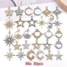 10/30 chiếc mặt dây chuyền đính đá lấp lánh hình ngôi sao, mặt trăng, mặt trời mạ vàng dùng để làm trang sức thủ công DIY, vòng cổ, vòng tay, bông tai. - Nhiều màu - Xem 18
