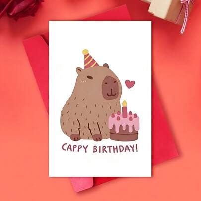 1 tấm thiệp sinh nhật hình chuột lang nước ngộ nghĩnh dành tặng chồng, mẹ, bạn trai, bố, chị gái, vợ - Món quà sinh nhật tuyệt vời nhất dành cho bạn bè và gia đình.