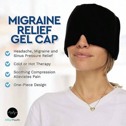 Migraine Relief Gel Ice Cap - Hot & Cold Soothing Cap, Suitable For Swollen Eyes, Sinus Pressure And Decompression, Physical Cooling Gel Headset For Cold & Hot Compress, Ice Pack Headset, Face Mask, Eye Mask, Gel Headset