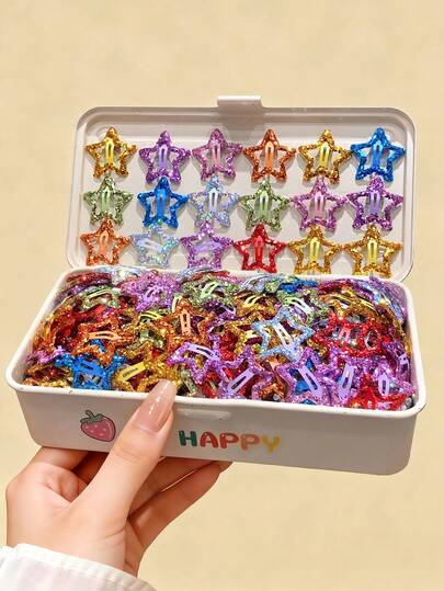 50 piezas de Clips para el cabello con estrellas de cinco puntas de lentejuelas de colores, adecuados para niñas, estudiantes, actuaciones y uso diario