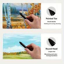 Bộ 2/6 cọ vẽ hai đầu bằng thép, cọ vẽ phác thảo/màu sáp dầu, cọ vẽ nghệ thuật đầu mút EVA. - Bộ - Xem 6