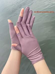 Ice Silk Two-Finger Women's Sun Protection Gloves, UV Protection, Thin Breathable Non-Stuffy, Touchscreen Compatible, Anti-Slip, For Driving, Cycling, Outdoor Fishing, Summer Cooling Hand Protection - Multicolor - View 6