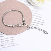 3pcs Snake Bone Chain Bracelet DIY Set, With Heart-Shaped Lobster Clasp, European Style, Suitable For Christmas, Valentine's Day Handmade, Creative Bracelet Accessories, Gift For Lover, Blessing, New Year, Women & Girls Jewelry Supplies, Bracelet & Anklet Making, Beading Jewelry Crafting - Multicolor - View 3