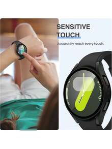 2 Packs Case With Tempered Glass Suitable For Galaxy Watch 4/5/6/7 Screen Protector 40/44mm Women Men, Hard PC Overall Protection Anti-Slip Scratch-Resistant Cover Suitable For Galaxy Watch 4/5/6/7 Case, Intelligent Watch Case Accessories, Black - Black*2 - View 5