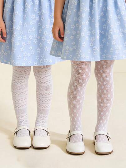 2条装女童透气网眼打底裤，甜美可爱淑女风贴身连裤袜，适合2-10岁女孩日常穿着，春夏款