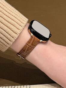 时尚品牌 D 字母金属装饰软皮表带，适用于 46mm 38mm 40mm 41mm 42mm 44mm 45mm 49mm，优雅女士珍珠色真皮替换表带，适用于 Series 11 10 9 8 7 6 5 SE Ultra 2，时尚女孩配饰，圣诞节和情人节礼物 - 摩卡棕 - 查看 6