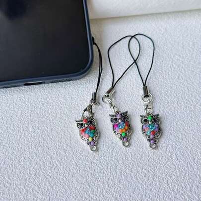 1/3pcs (Random Style) Colorful Owl Creative Phone Charm, Vintage Owl Phone Decor, Suitable For Smartphones, DIY Craft Accessory