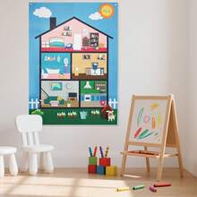 Felt Story Board Set, Villa Decor Interactive Game Busy Board, Preschool Early Education Toy, Wall-Mounted Flannel Story Board, Birthday Gift For Boys And Girls - Blue - View 3