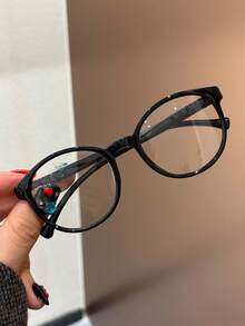 1pc Multi-Color Cute Round Frame Children's Blue Light Blocking Glasses, Suitable For Daily Reading, Outings, Gifts, Transparent Lens Eyewear, Casual, Suitable For Boys And Girls, Daily Life, Reading, TV Watching, Gaming, Fashionable Eyewear, Photo Props - Clear - View 3
