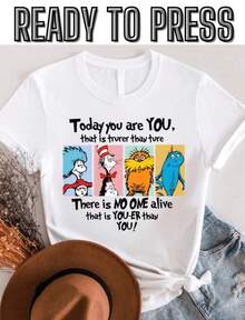 1pcsToday You Are You That Is Truer Than True DTF Transfer, Reading Friends  DTF,  Birt180g-Summer Outfits For Women Shine Cotton Tops Casual Going Out Short Sleeve Tees - 白色 8 - 查看 6