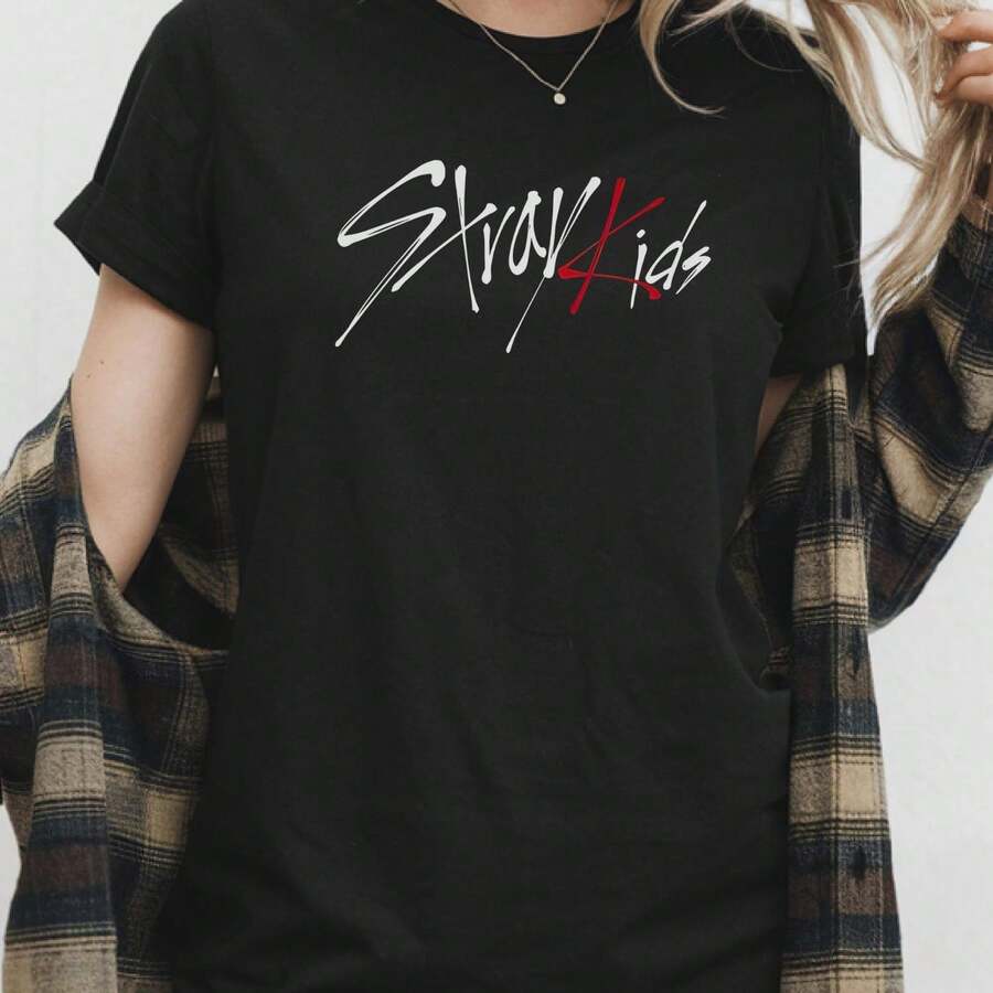 Stray Kids Kpop Shirt: SKZ Logo Tee, Stay Fandom Merch, StrayKids Merch & Gifts, Felix - 黑色 - 查看 1