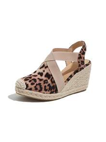 Sandal đế xuồng kín mũi buộc dây gai đan chéo, thời trang - da báo - Xem 11