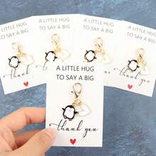 1个/5个可爱企鹅和爱心吊坠钥匙扣套装，附赠拥抱、贺卡、感恩礼物、独特钥匙扣套装、派对礼物、生日礼物、节日礼物、周年纪念礼物、课堂奖励礼物 - 彩色 - 查看 2