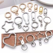 5/10pcs Silver Golden Metal Heart Star Round Carabiner Keychain Clips Swivel Lobster Clasp Hooks For DIY Jewelry Making Accessories - Multicolor - View 6