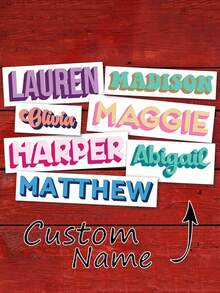 1-8 Customizable Text Stickers, Personalized Wedding Favors And Back To School Name Labels, Customizable Font And Color, Suitable For Glassware, Gift Bags, Party Decorations, Bridal Shower Boxes, Desktop Organization - Multicolor - View 3